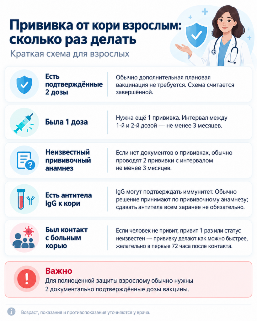 Прививка от кори взрослым: сколько раз делать? Изображение ChatGPT 27 сент. 2026 г., 15_20_57.png